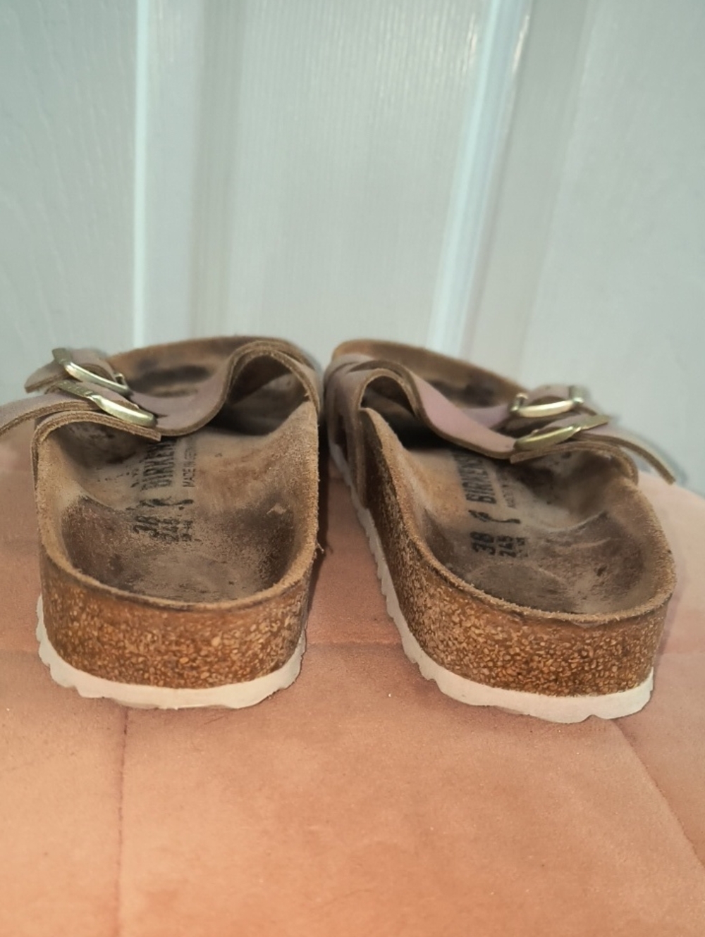 Birkenstock Yao Washed Metallic Rose Slide Sandals Size 38 - Picture 6 of 8